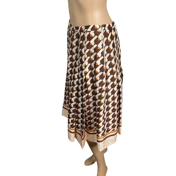 Vtg 60s Nina Ricci Shopping Paris Mod Art Deco Pleated Silk Skirt SZ M - Picture 4 of 9